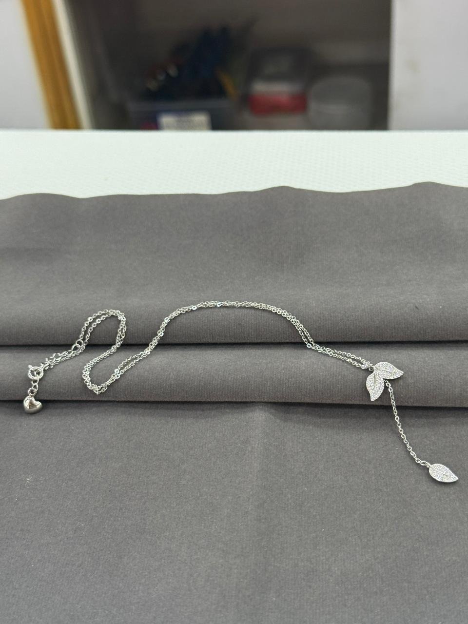  92.5 Silver Beautiful Leaf Charm Minimalist Chain